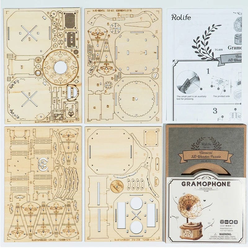 Gramophone | Puzzle bois Pièces d'Exceptions Décoration | Gramophone décoratif