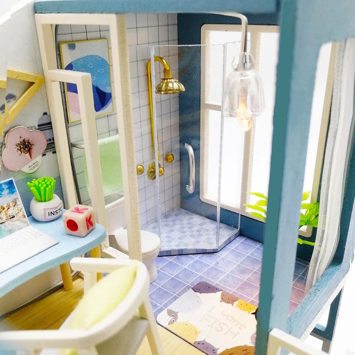 Pièces d'Exceptions Baby House Kit Mini DIY Handmade 3D Puzzle Assembly Building Villa Model Toys, Home Bedroom Decoration with Furniture Wooden Cra