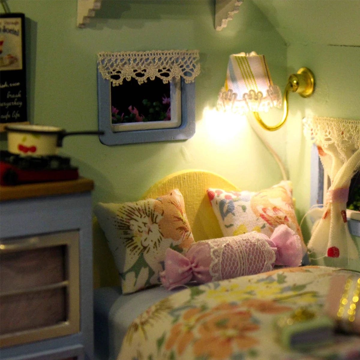 Pièces d'Exceptions Doll House Miniature Doll DIY Assembly Building Model Villa Kit Production Small Room Girl Toys, Home Bedroom Decoration with Fu