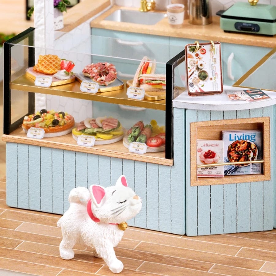 Pièces d'Exceptions Milk Tea Shop Baby House Mini DIY Kit for Making Room Toys, Home Bedroom Decorations with Furniture, Wooden Crafts 3D Puzzle Gir
