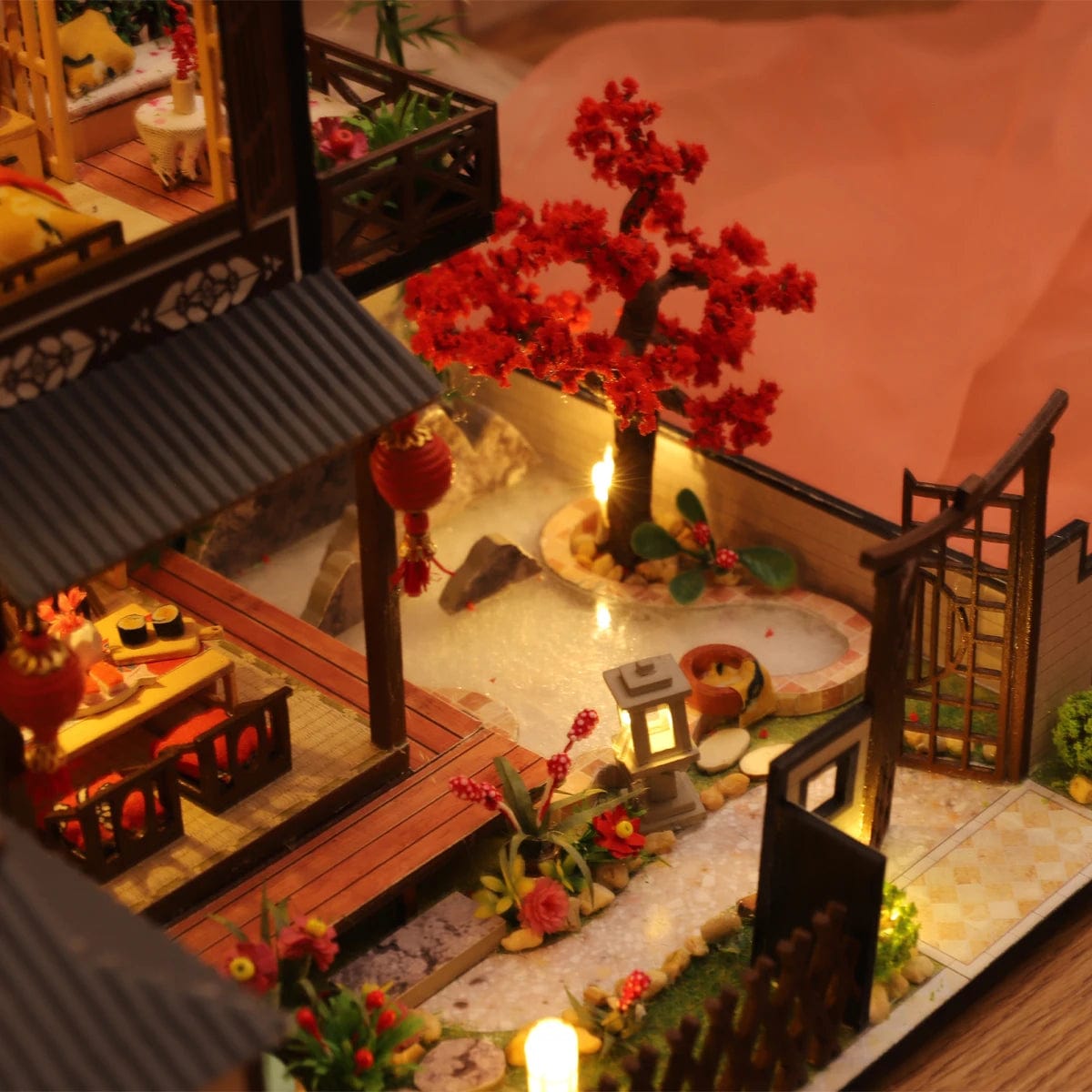 Pièces d'Exceptions Doll House Miniature Doll DIY Assembly Building Model Villa Kit Production of Small Room Toys, Home Bedroom Decorations with Fur