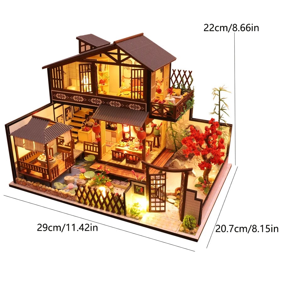 Pièces d'Exceptions Doll House Miniature Doll DIY Assembly Building Model Villa Kit Production of Small Room Toys, Home Bedroom Decorations with Fur