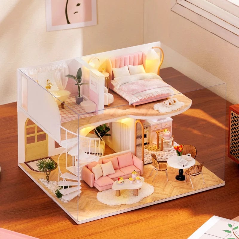 Pièces d'Exceptions Baby House Mini Mini DIY Kit Production Assembly Model Room Princess Toys, Home Bedroom Decoration with Furniture Wooden Crafts