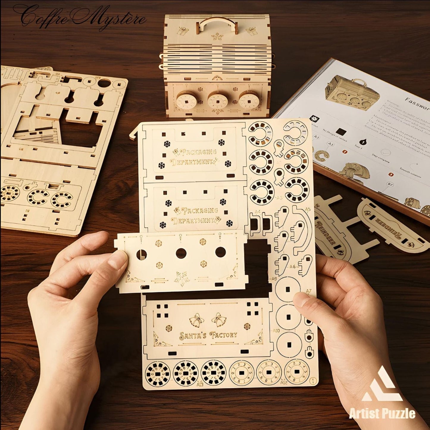 Pièces d'Exceptions Challenging 3D Puzzle Education Wooden Toys DIY Jewelry Box Building Block Kit Tabletop Decoration Craft Birthday Gifts For Kids