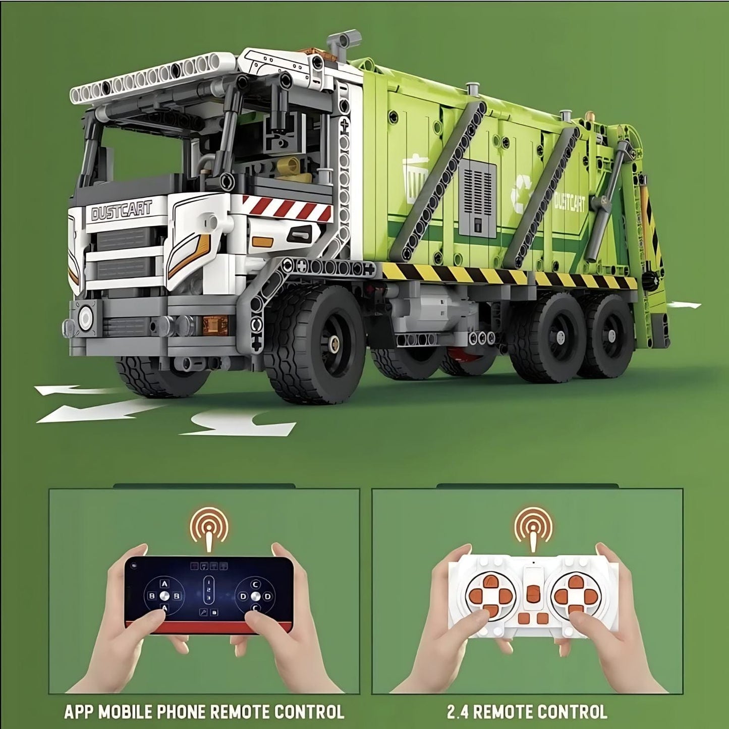 Pièces d'Exceptions 1468PCS Remote Control Compressed Garbage Truck Building Blocks City Sanitation Technical RC Car Model Bricks Kids Toys Gifts