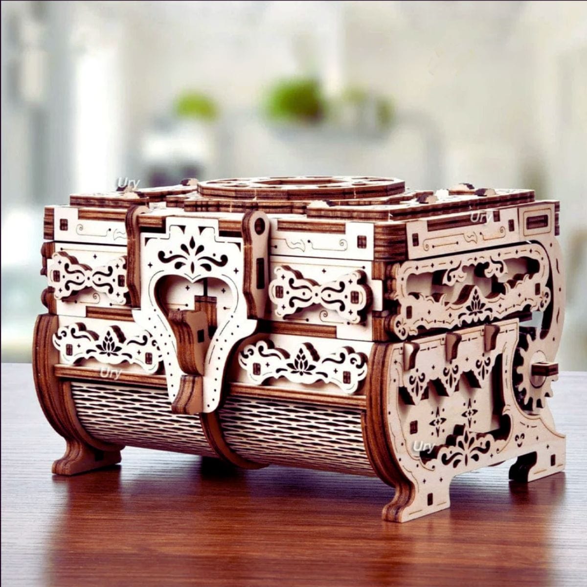 Puzzle 3D Bois coffre fort | Coffre Antique Puzzle 3d Coffre aux Trésor | Coffre Antique