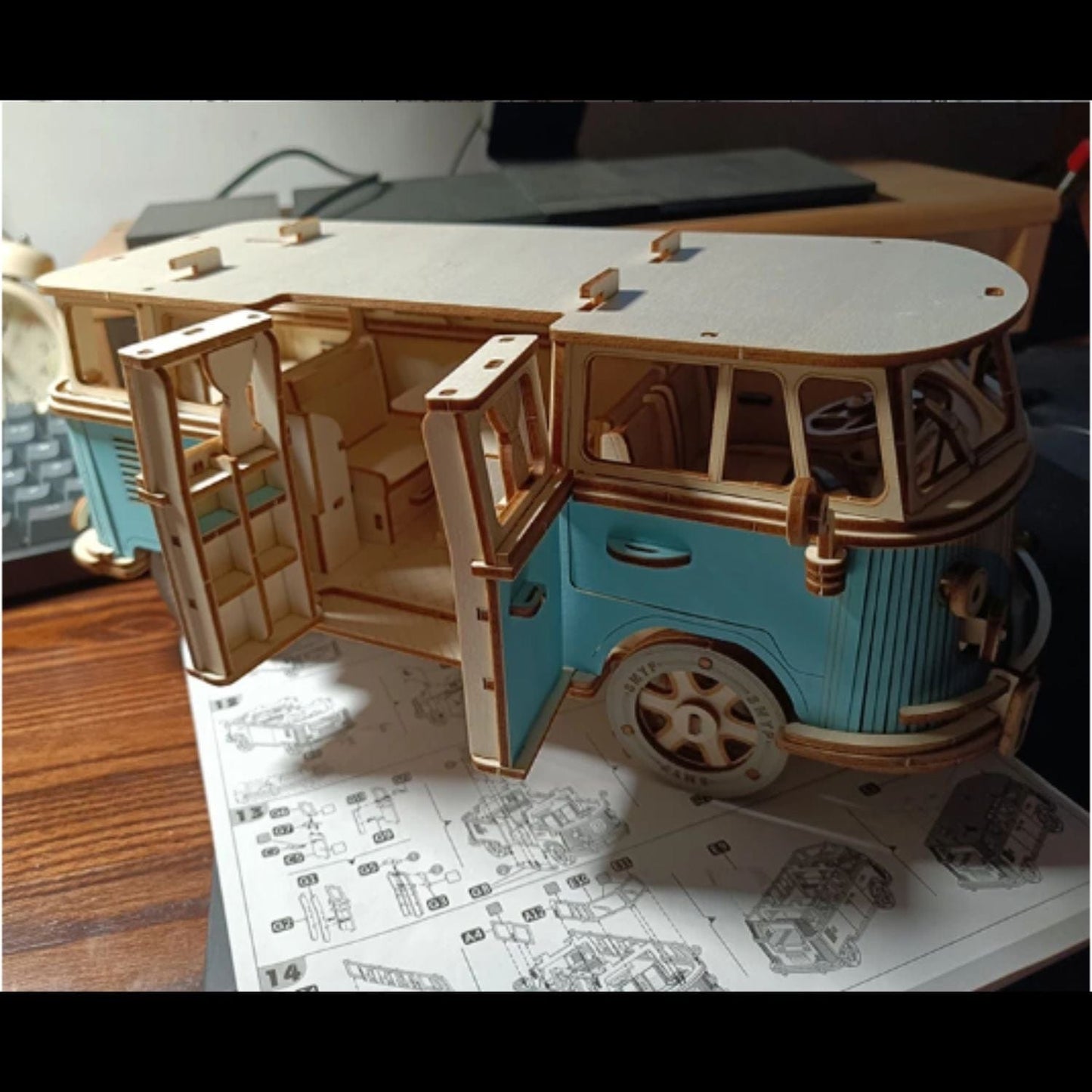 Puzzle 3D combi t1 Volkswagen - hippie style Puzzle 3d Voiture | Combi Volkswagen Bleu