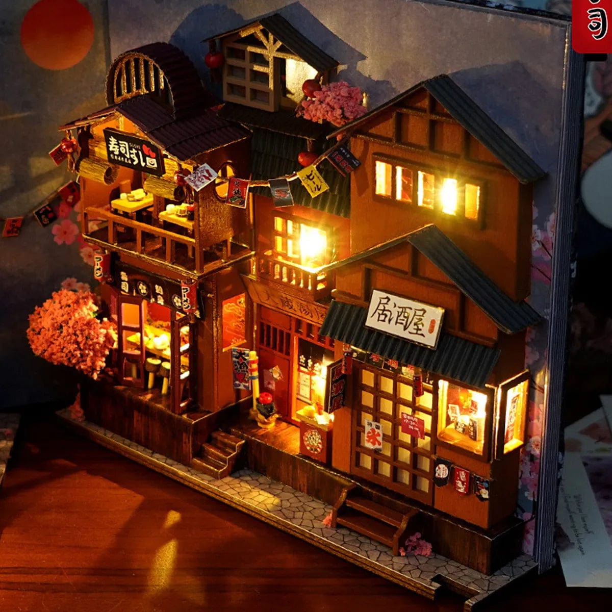 Puzzle 3D Japon | Marché Japonais Puzzle 3d Book Nook | Marché Japonais
