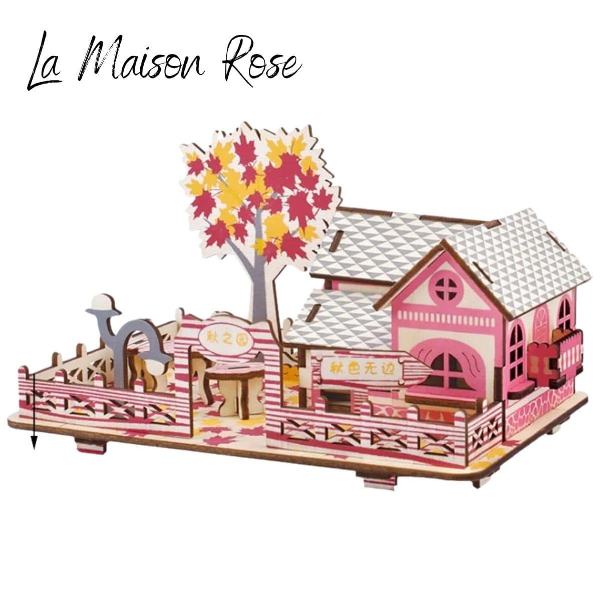 Puzzle Maison en bois | La Maison Rose Puzzle 3d Monde Miniature | La Maison Rose