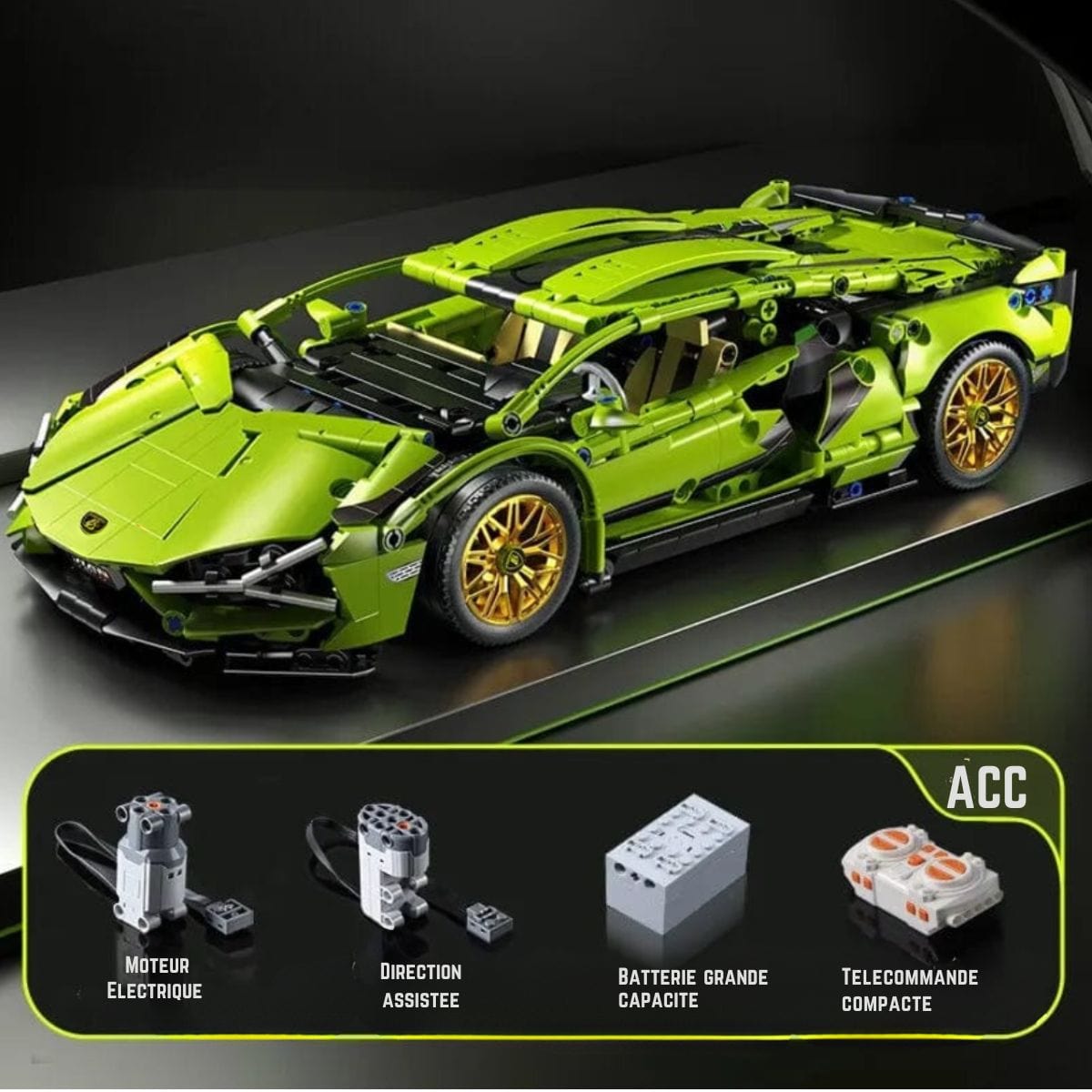 Lamborghini Huracan verte Puzzle 3d Voiture Electrique | Lamborghini Huracan-E