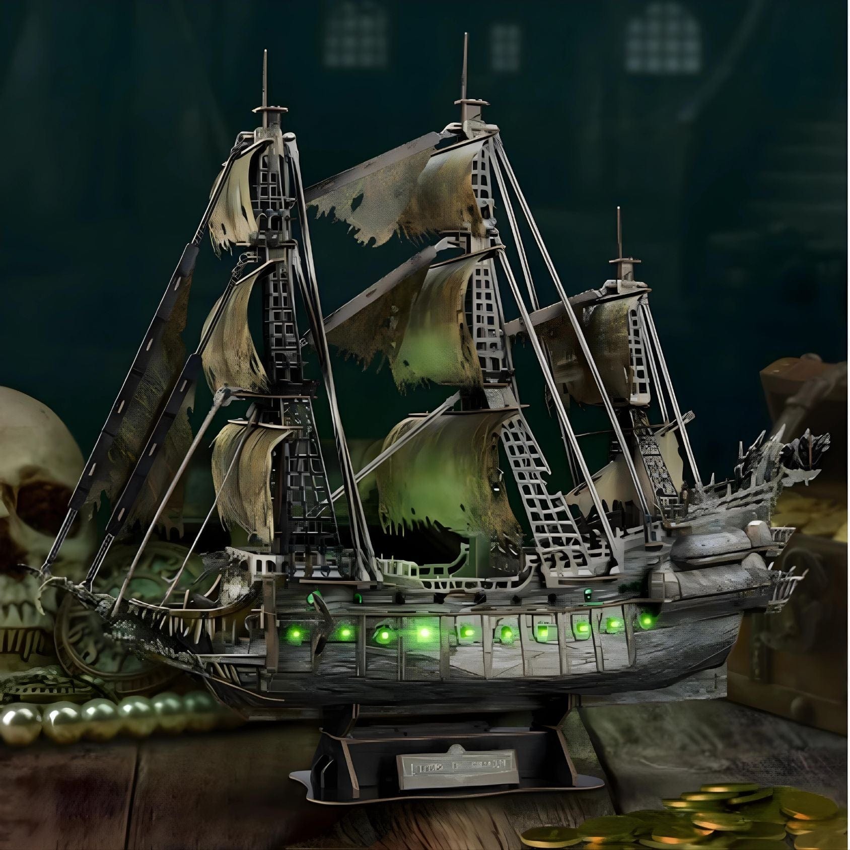 Maquette bateau pirate Puzzle 3d Bateau | Black Knight Lumineux