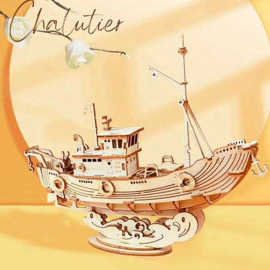 Maquette de bateau de peche en bois à construire Puzzle 3d Bateau | Chalutier