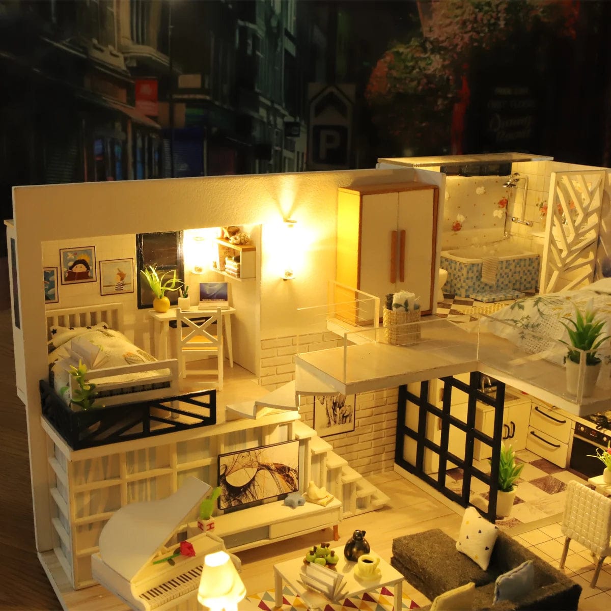 Pièces d'Exceptions Baby House Kit Mini DIY Handmade Duplex Apartment Production 3D Puzzle Assembly Building Model Girl Toys, Home Bedroom Decoratio