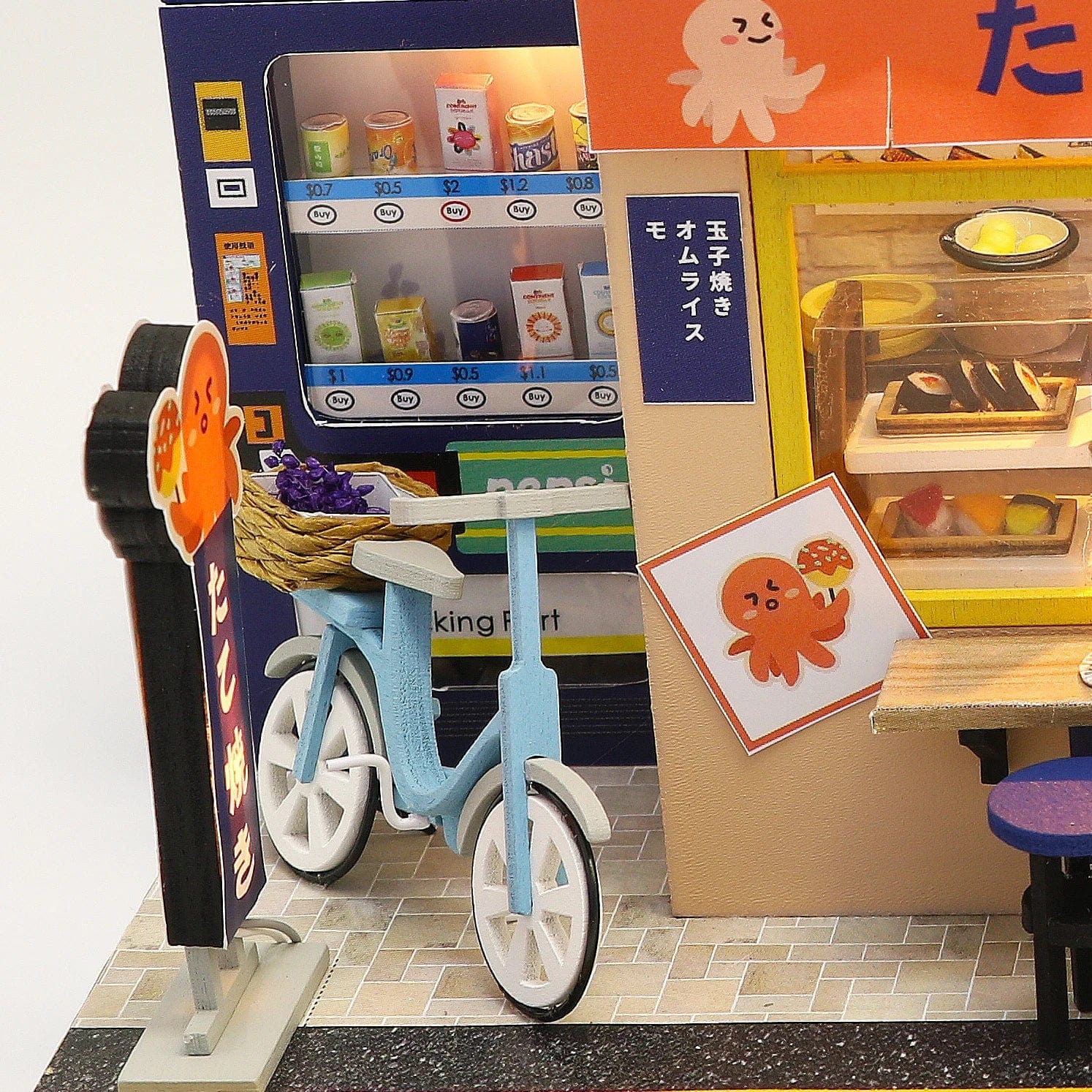Pièces d'Exceptions Sushi Shop Doll House Mini DIY Kit Production Assembly Room Model Toys, Home Bedroom Decoration with Furniture, Wooden Crafts 3D
