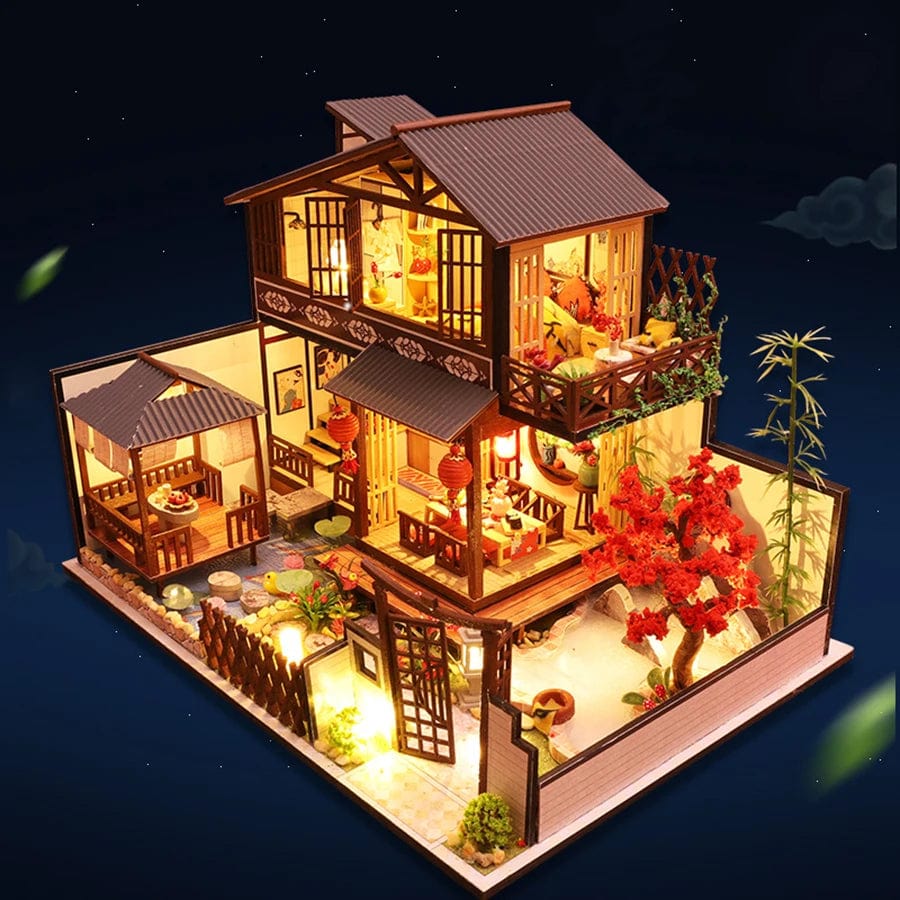 Pièces d'Exceptions Doll House Miniature Doll DIY Assembly Building Model Villa Kit Production of Small Room Toys, Home Bedroom Decorations with Fur