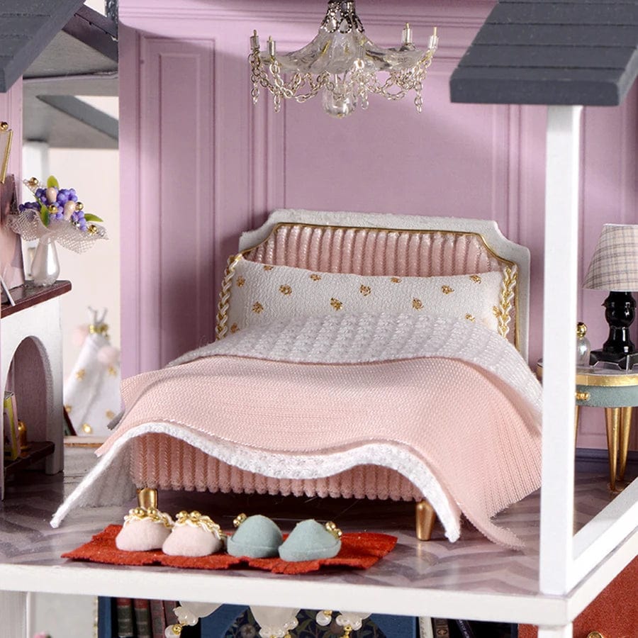 Pièces d'Exceptions Garden Villa Doll House Mini DIY Kit for Making Room Toys, Home Bedroom Decoration with Furniture, Wooden Crafts 3D Puzzle Girl