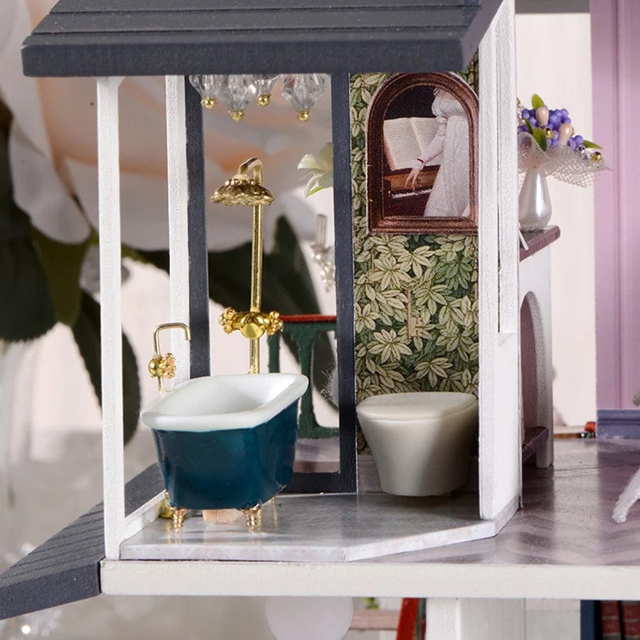 Pièces d'Exceptions Garden Villa Doll House Mini DIY Kit for Making Room Toys, Home Bedroom Decoration with Furniture, Wooden Crafts 3D Puzzle Girl