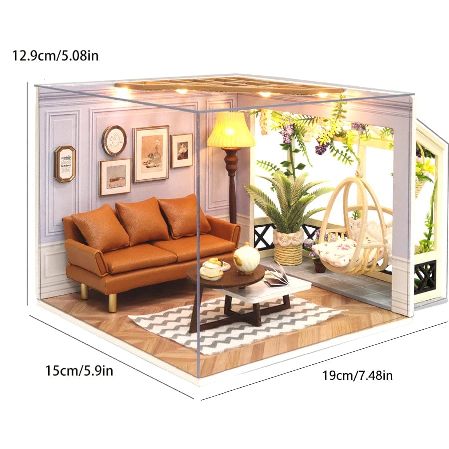 Pièces d'Exceptions Baby House Mini DIY Kit for Making Room Toys, Home Bedroom Decoration with Furniture, Wooden Crafts, 3D Puzzle, Girl's Birthday