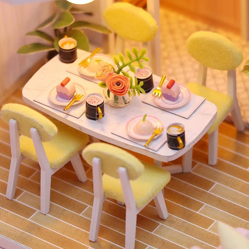 Pièces d'Exceptions Doll House Mini  DIY Small Kit Production Room Princess Toys, Home Bedroom Decoration with Furniture Wooden Craf