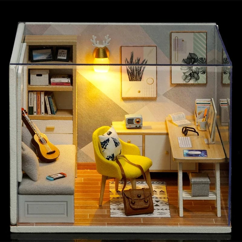 Pièces d'Exceptions 3D Puzzle Assembly Model Doll House  Mini  DIY Small  Kit Making Room Toys, Home Bedroom Decoration with