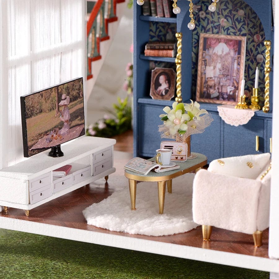 Pièces d'Exceptions Garden Villa Doll House Mini DIY Kit for Making Room Toys, Home Bedroom Decoration with Furniture, Wooden Crafts 3D Puzzle Girl