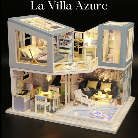 Pièces d'Exceptions Baby House Kit Mini DIY Handmade 3D Puzzle Assembly Building Villa Model Toys, Home Bedroom Decoration with Furniture Wooden Cra