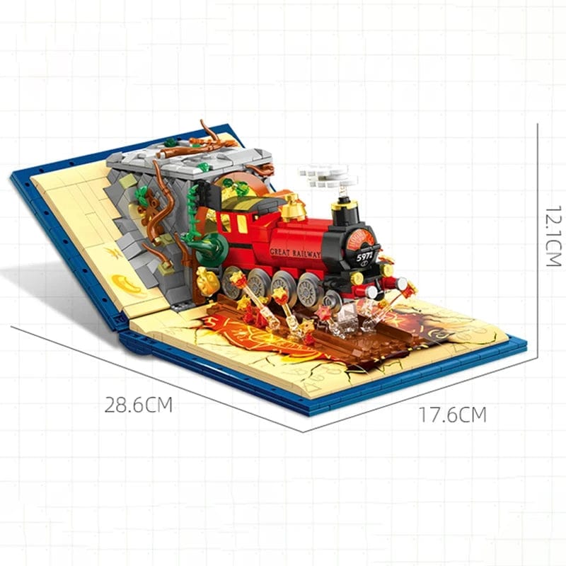 Pièces d'Exceptions Creative 889PCS Magic Train Building Blocks Book Wizarding World Station Set Assemble Bricks Toy Birthday Gift For Kid Boy Adult