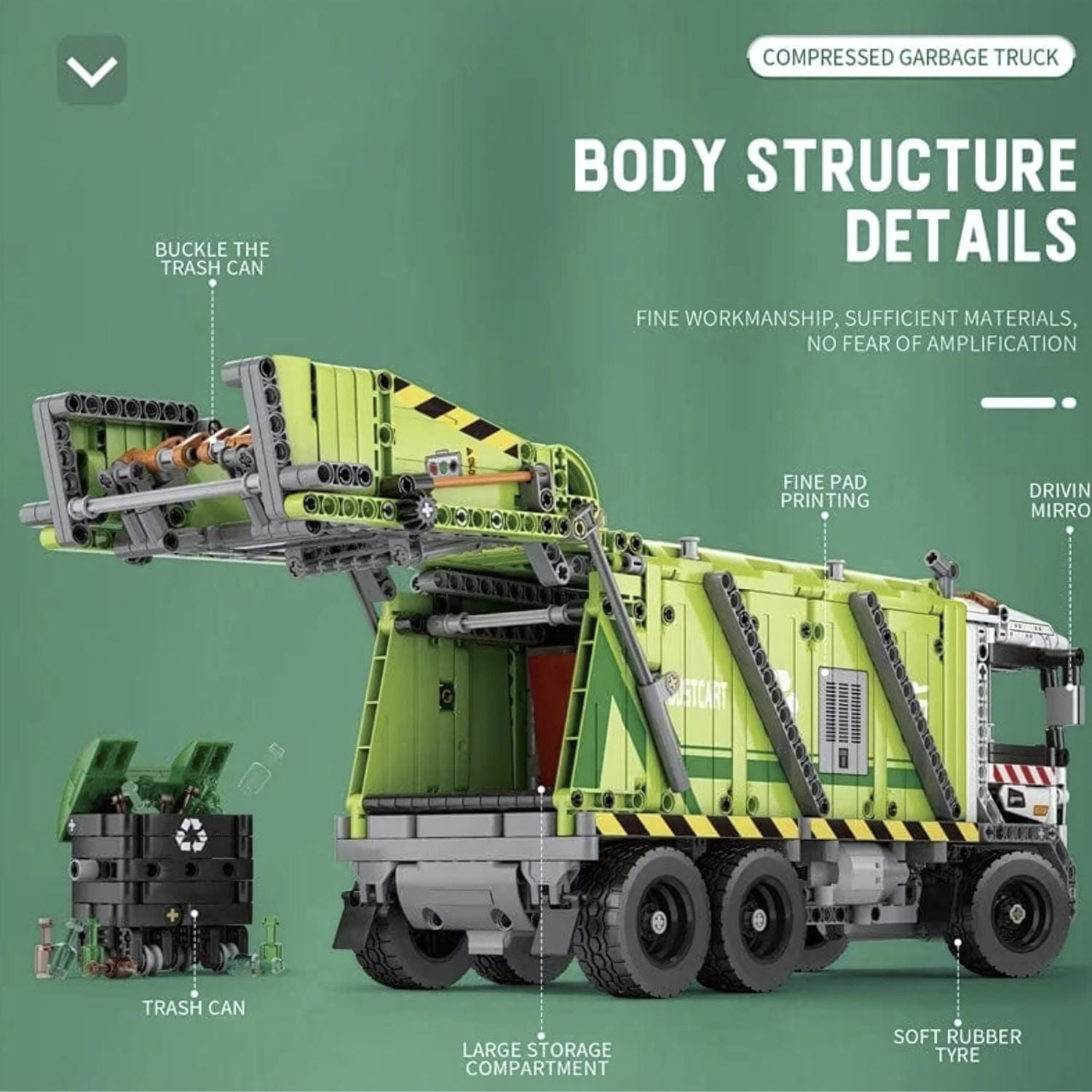 Pièces d'Exceptions 1468PCS Remote Control Compressed Garbage Truck Building Blocks City Sanitation Technical RC Car Model Bricks Kids Toys Gifts