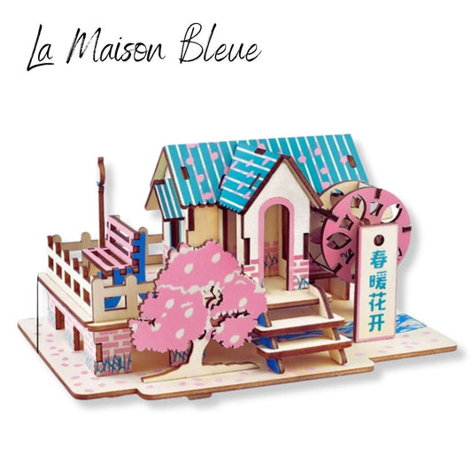 Puzzle Maison Enfant | La Maison Rose II Puzzle 3d Monde Miniature | Le Maison Bleue